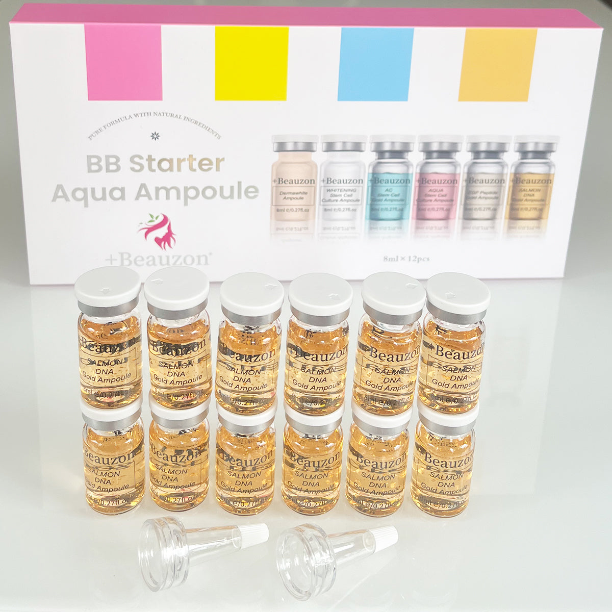 8ml Original Beauzon Salmon DNA Gold Ampoule Anti Aging Niacinamide Serum Kit Booster Skin Face Care Moisturizing Essence
