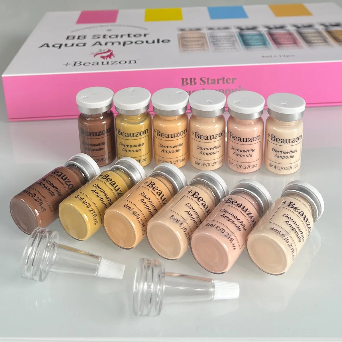 8ml Original Beauzon BB Cream Hyaluronic Acid Facial Glow Serum Ampoule For Microneedle Derma Pen Roller MTS Wrinkle Removal Anti Aging