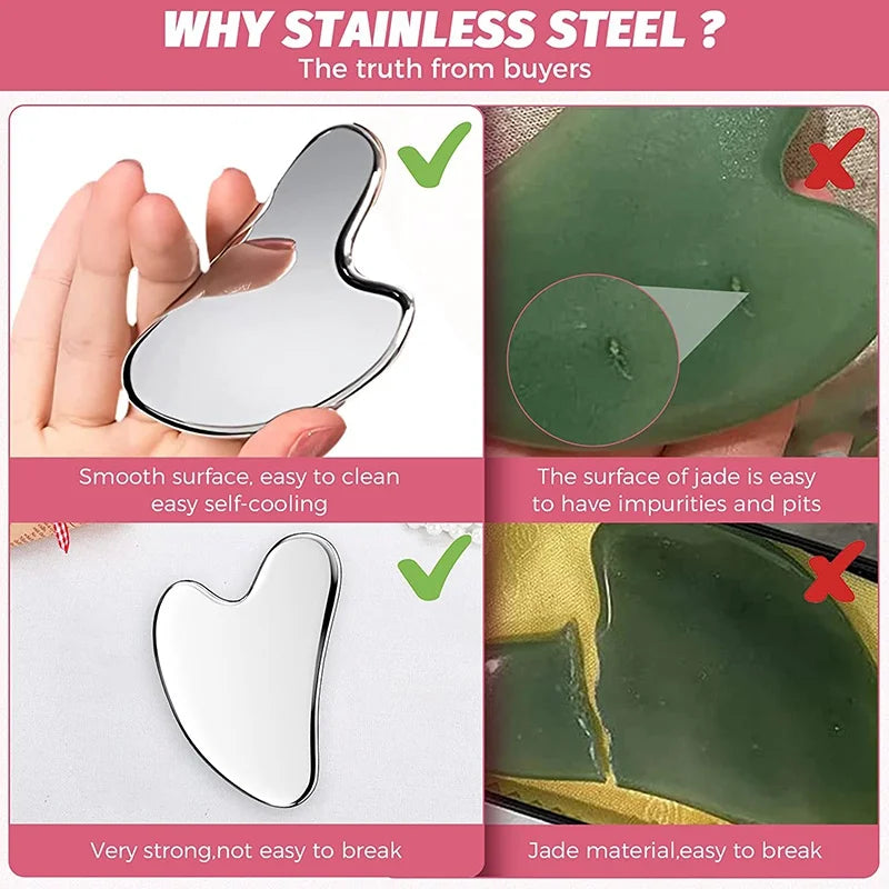 Stainless Steel GuaSha Face Skin Care Massage Tools Roller Gua Sha Set Board SPA Scraping Acupuncture Fascia Muscle Relaxation