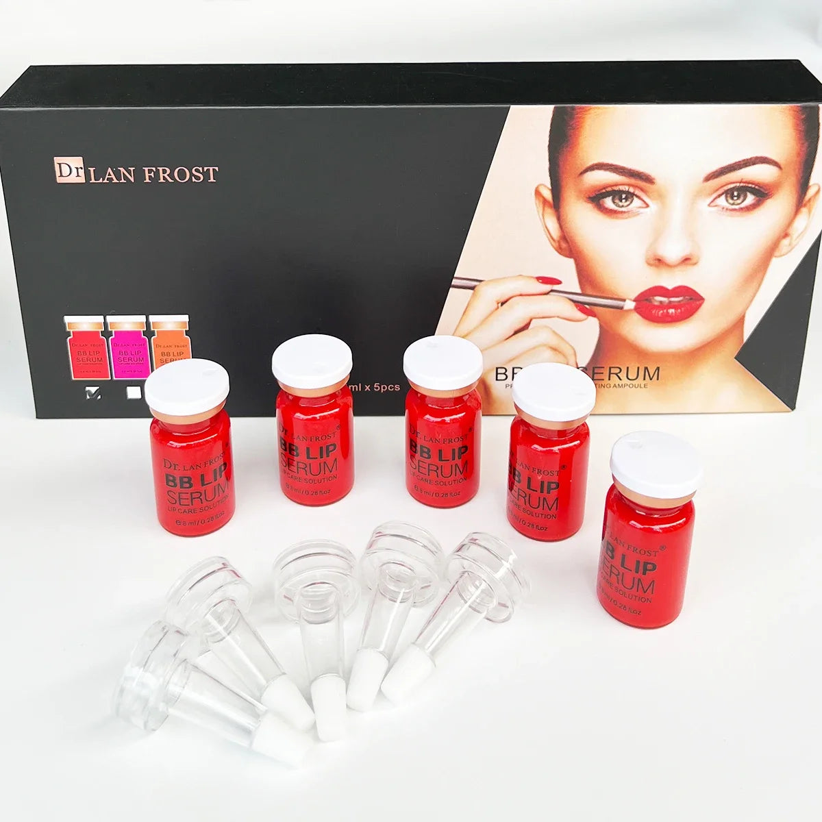 BB Cream Lip Kit Ampoule Microneedle Serum Foundation Starter Kit Permanent Makeup Lip Pigment(Red Orange Pink)