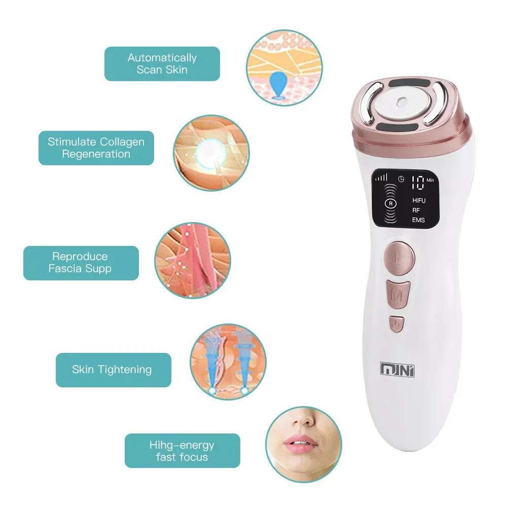 2ND Mini HIFU 3 IN 1 RF EMS HIFU Beauty Machine Face Lifting Facial Microfocus Ultrasound Radiofrequency Wrinkle Removal
