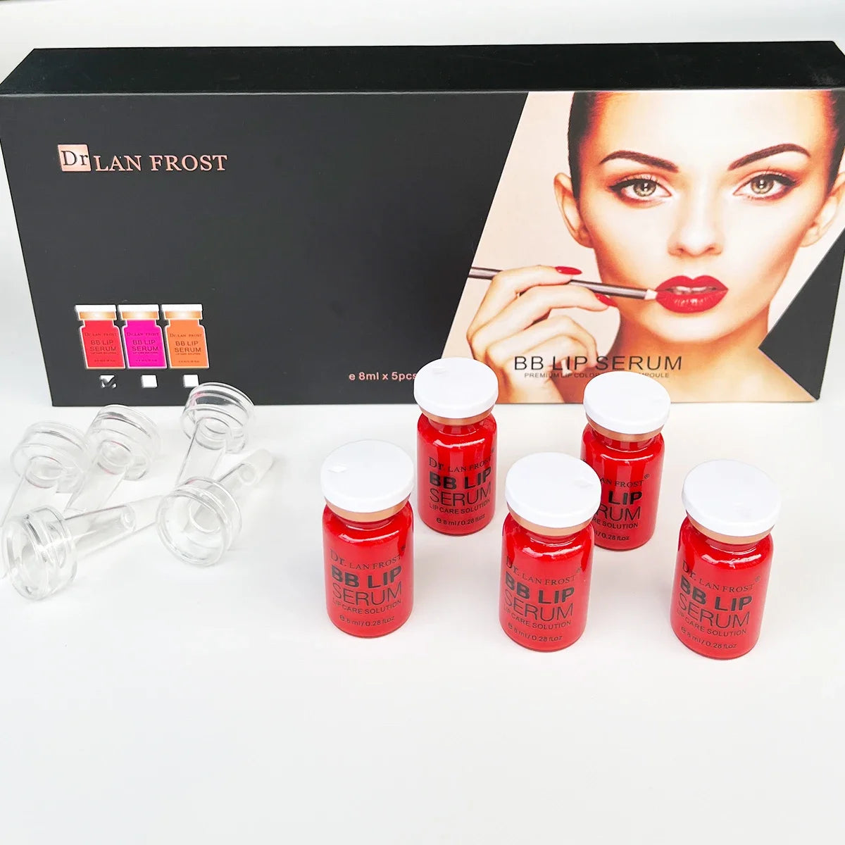 BB Cream Lip Kit Ampoule Microneedle Serum Foundation Starter Kit Permanent Makeup Lip Pigment(Red Orange Pink)