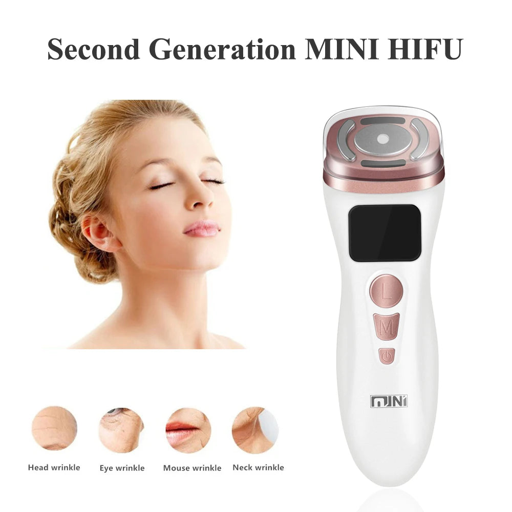 2ND Mini HIFU 3 IN 1 RF EMS HIFU Beauty Machine Face Lifting Facial Microfocus Ultrasound Radiofrequency Wrinkle Removal
