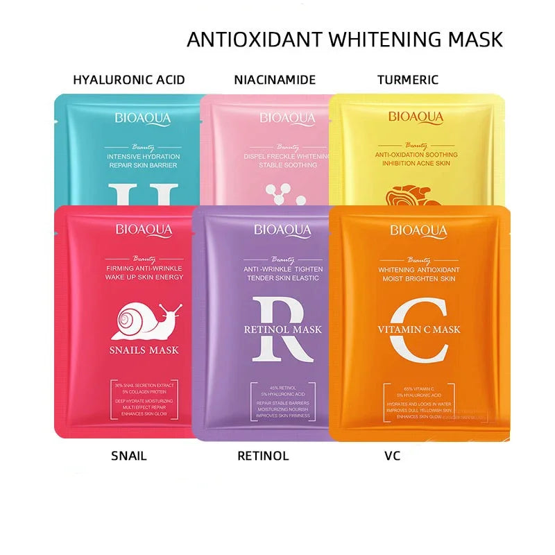 10 PCS Hyaluronic acid VC Antioxidant Niacinamide Whitening Beauty Facial Mask Skin Rejuvenation Care Hydrating Moisturizing