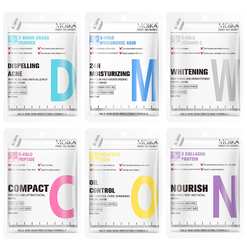 50/20/10 PCS Hyaluronic acid Whitening Beauty Facial Mask Skin Care Rejuvenation Care Hydrating Moisturizing Acne Oil Control