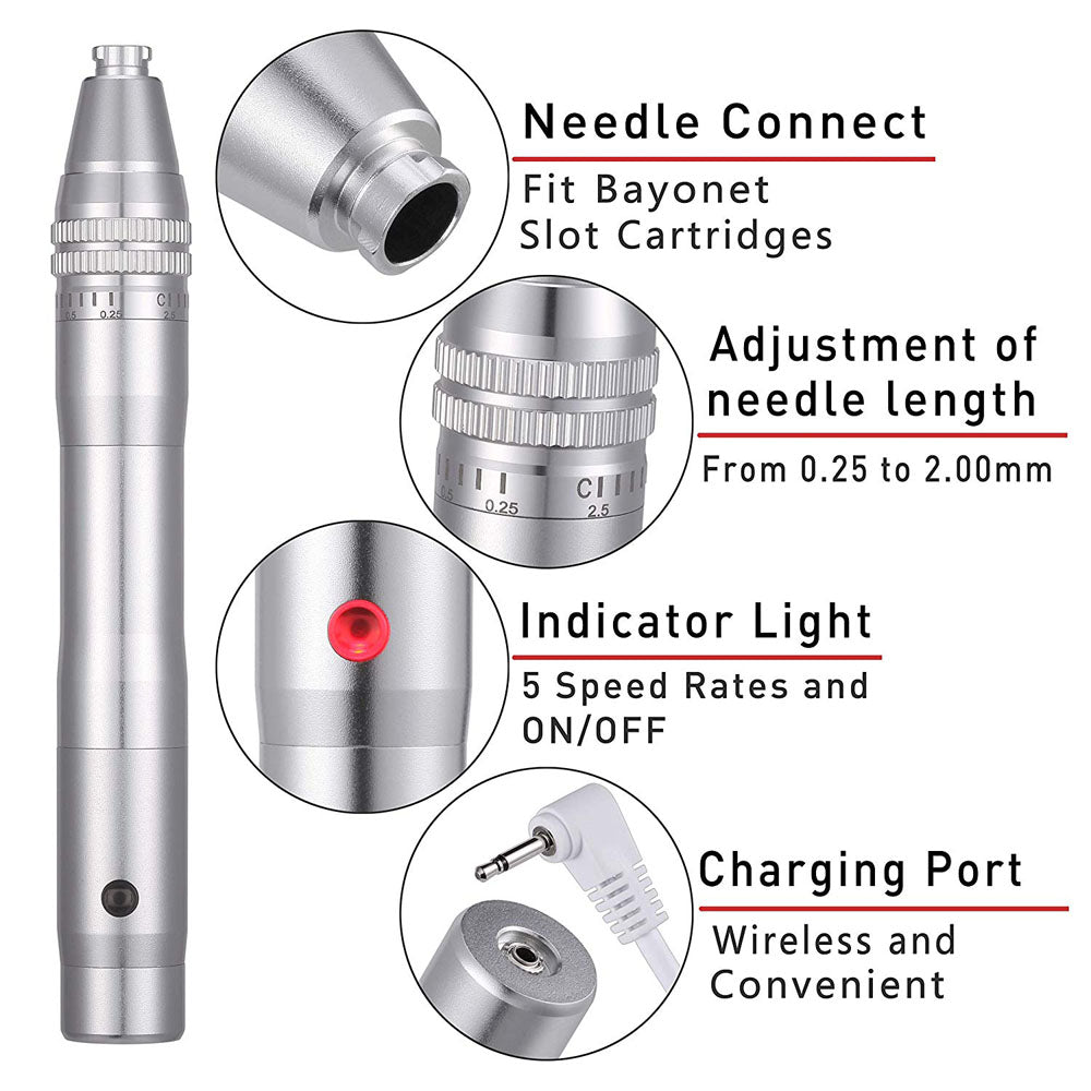 Wireless rechargable Derma pen with two batteries